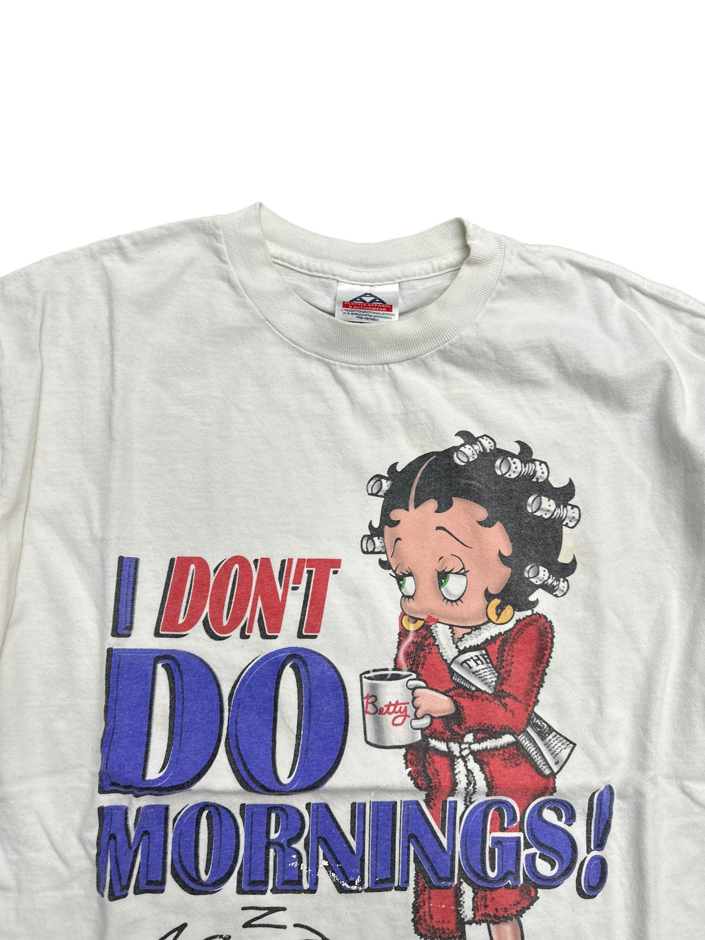 Y2K Betty Boop Distressed I Don’t Do Mornings Tee Size L