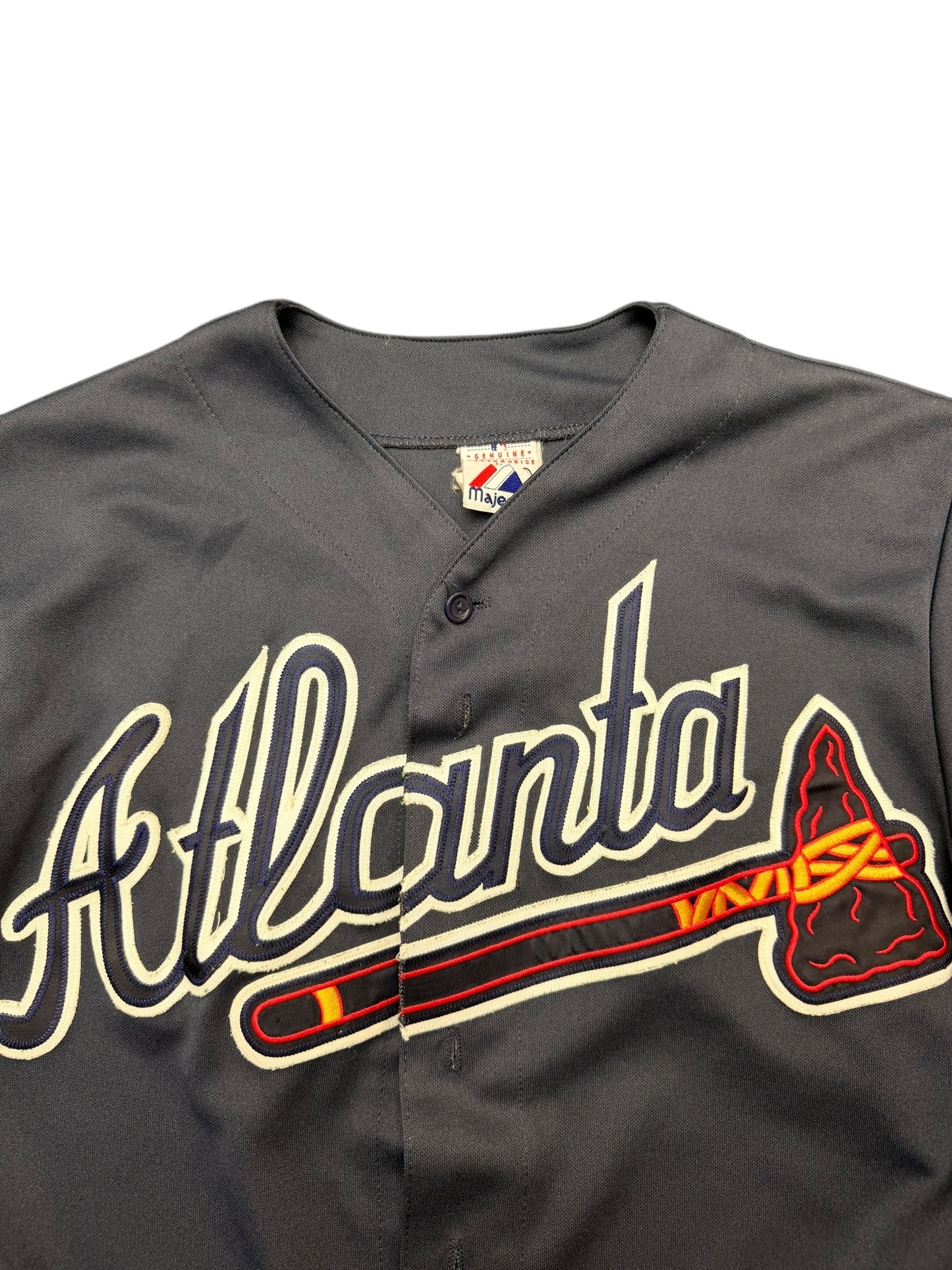 Vintage Atlanta Braves Majestic Genuine Merchandise Navy Batting Jersey size Large