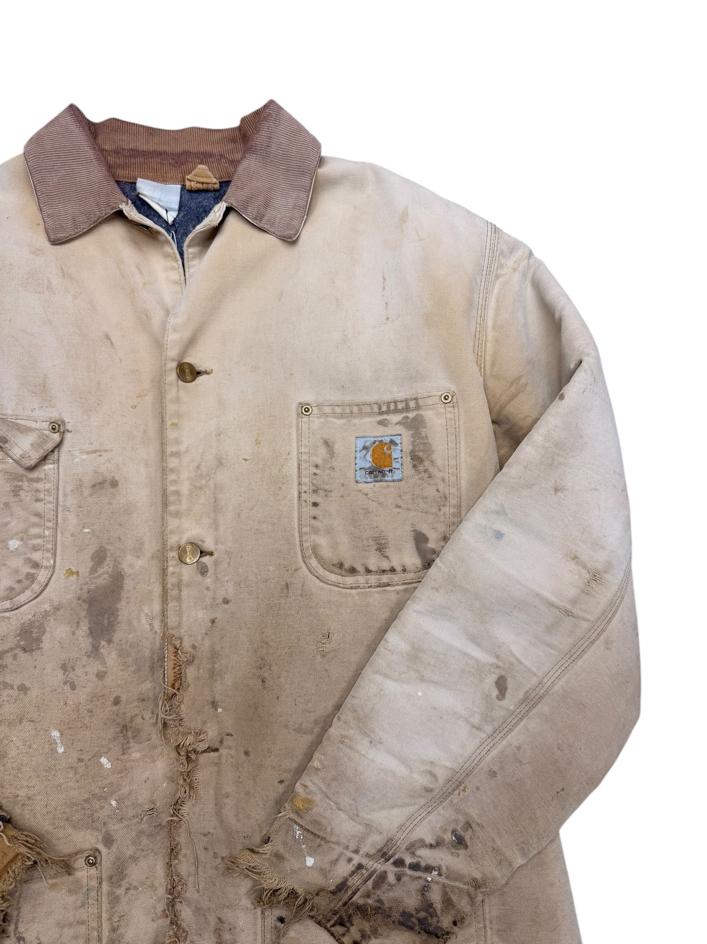 Carhartt Distressed Double Pocket Button Down Canvas Jacket Size L/XL