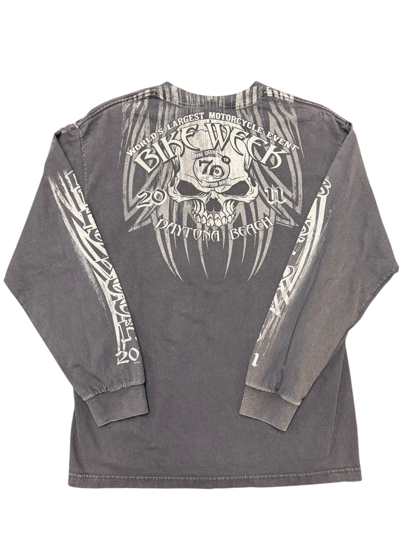 Y2K Daytona Bike Week Skull Long Sleeve Tee Size Large