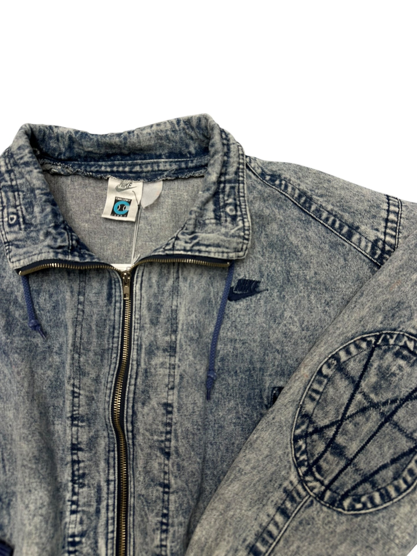 Vintage 80s Nike Acid Wash Denim Andre Agassi Jacket Size M