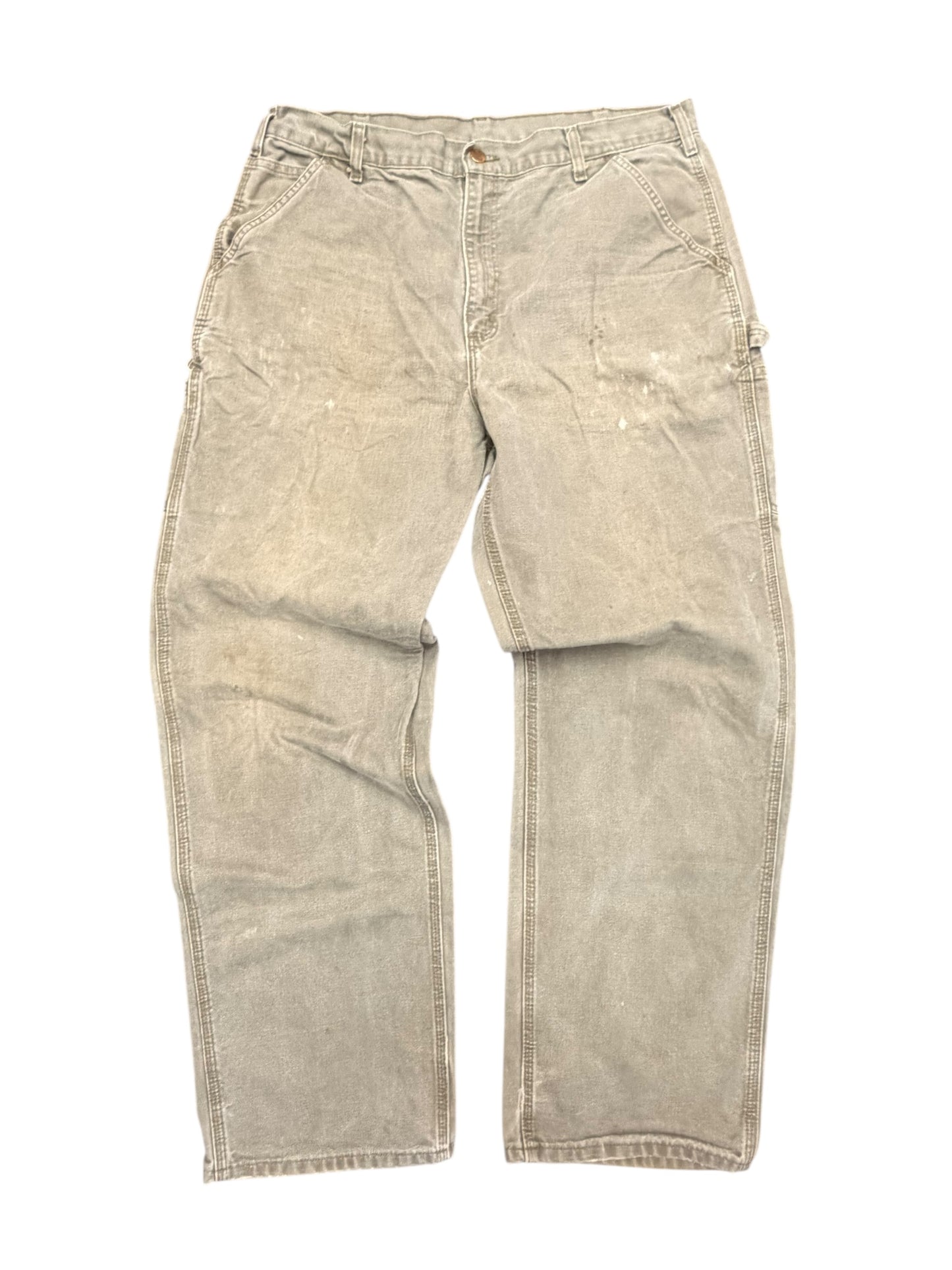 Carhartt Green Canvas Work Wear Pants Size 38x34