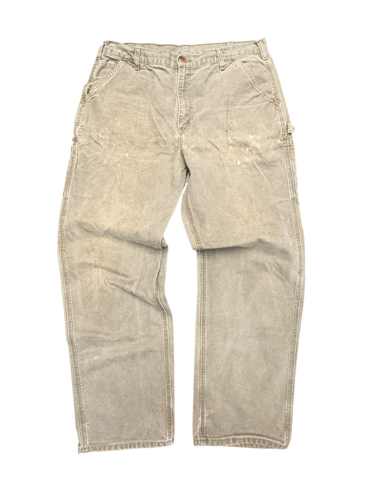 Carhartt Green Canvas Work Wear Pants Size 38x34