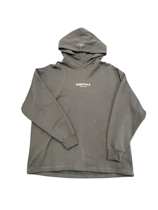 Essentials FEAR OF GOD Charcoal Grey Pullover Center Print Hoodie Size M