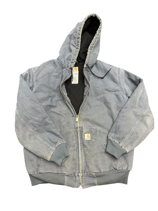 Carhartt Faded Coal Colored Canvas Work Wear Hoodie Size W-XL M-ML