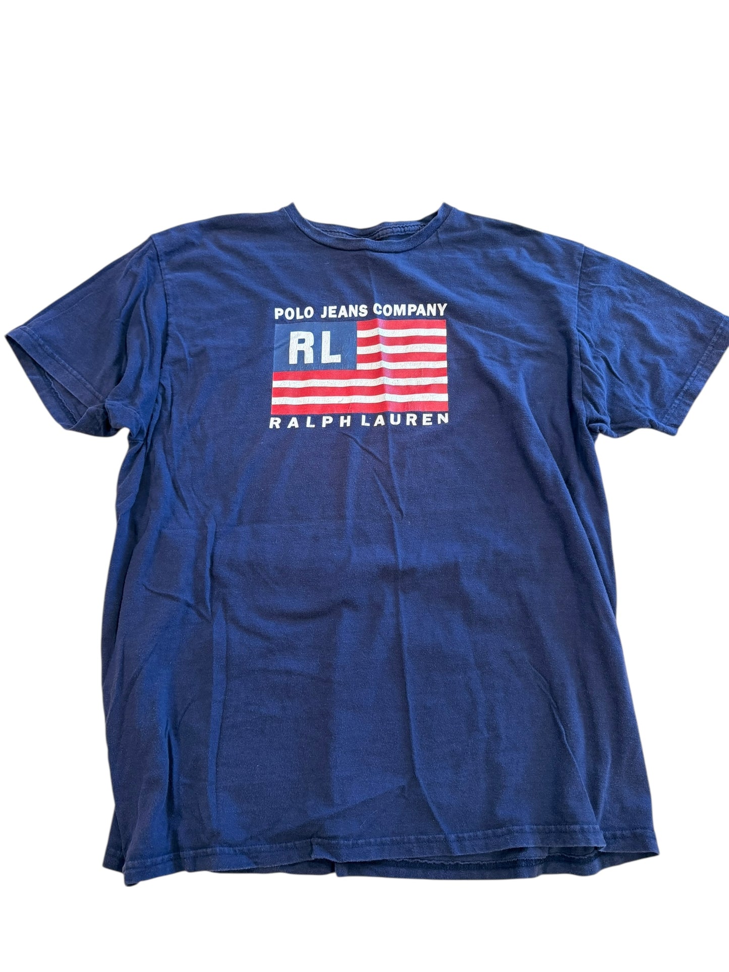 Vintage Polo Jeans Navy Tee Size Large