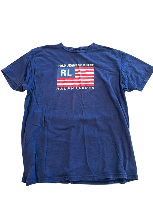 Vintage Polo Jeans Navy Tee Size Large
