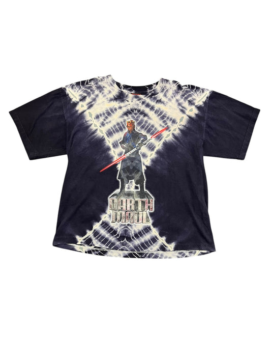 Vintage Distressed 90s Star Wars Phantom Menace Darth Maul Tie Dye Tee Size L