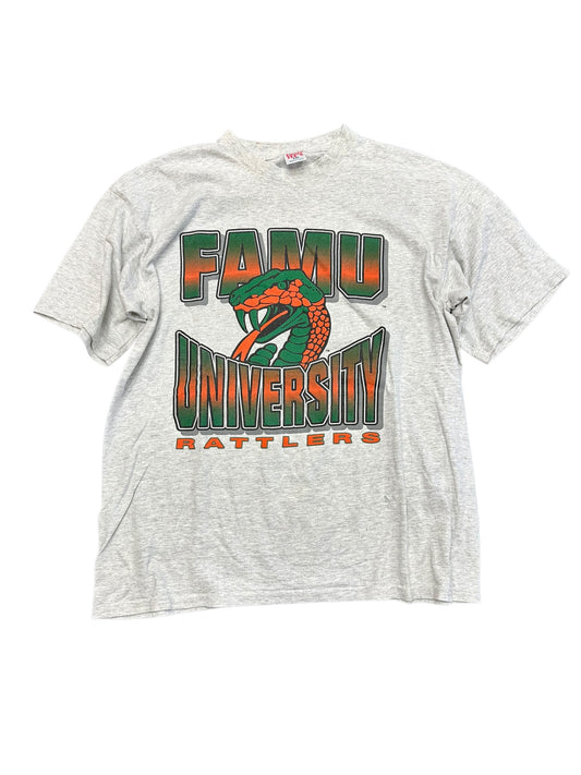 Vintage FAMU University Rattlers Distressed Heather Grey Big Snake Tee Size XXL
