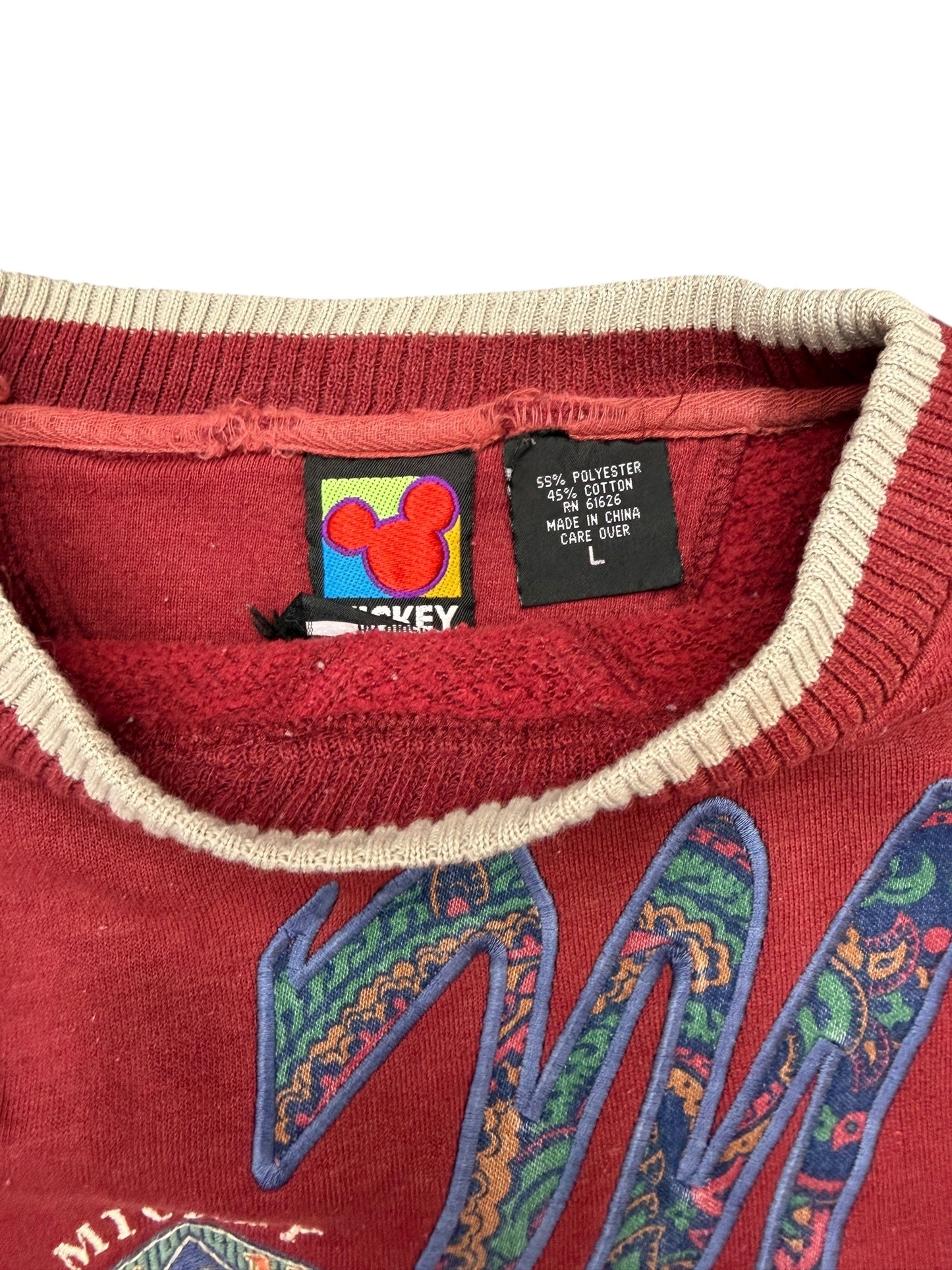 Vintage Mickey Mouse Maroon Crewneck Size Large