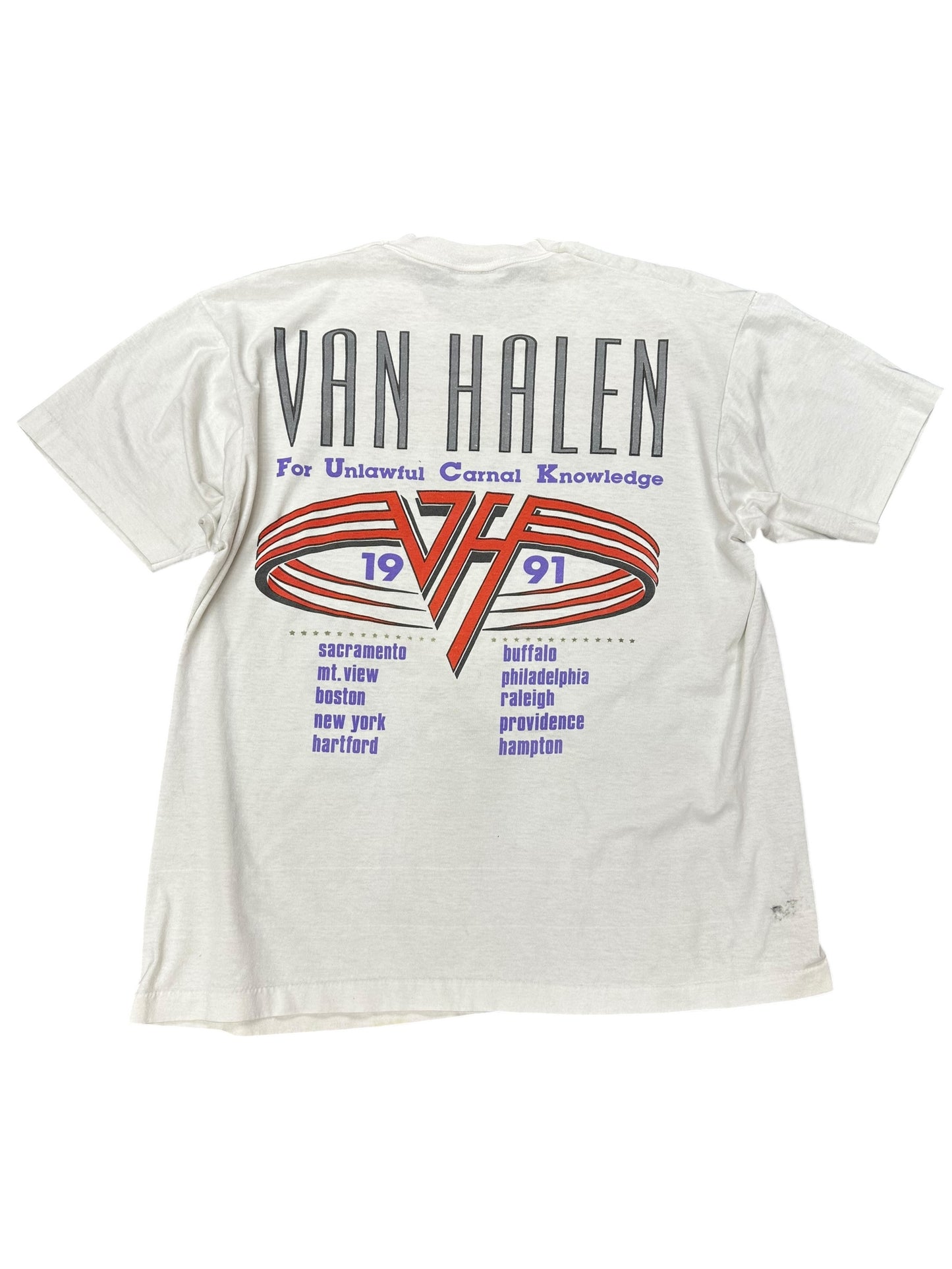 Vintage 1990 Van Halen Distressed Band Tee Size XL