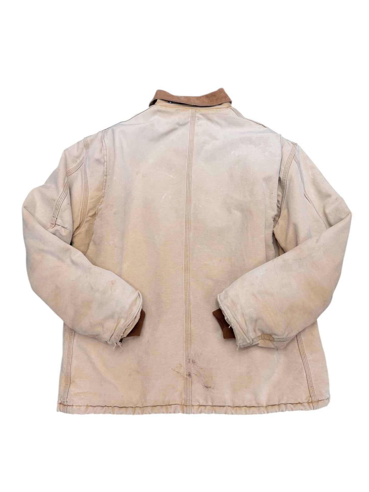 Carhartt Distressed Khaki Double Pocket Detroit Style Canvas Jacket Size XL