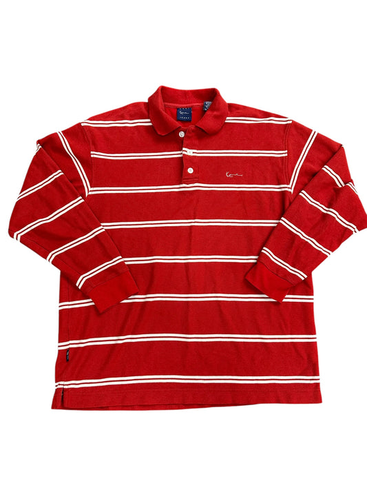 Vintage Karl Kani Stripe Polo Rugby Style Long Sleeve Size XL