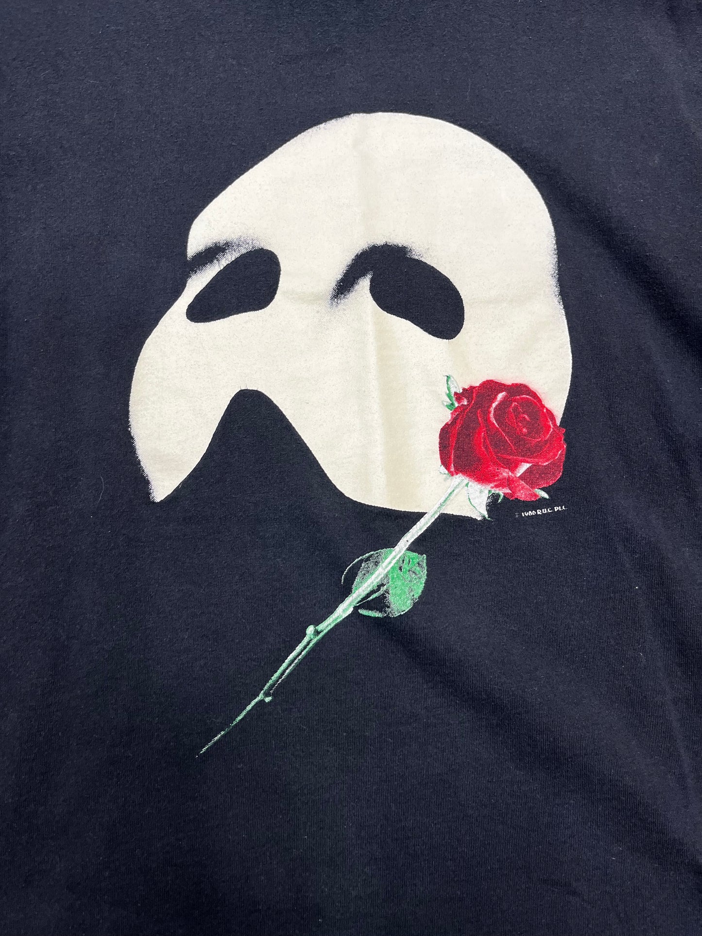 Vintage Phantom of the Opera Mask and Rose Graphic Print Tee Size XL