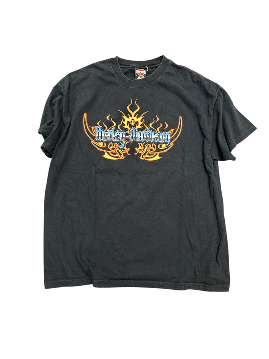 Y2K Harley Davidson Chrome Flames Tee Size XL