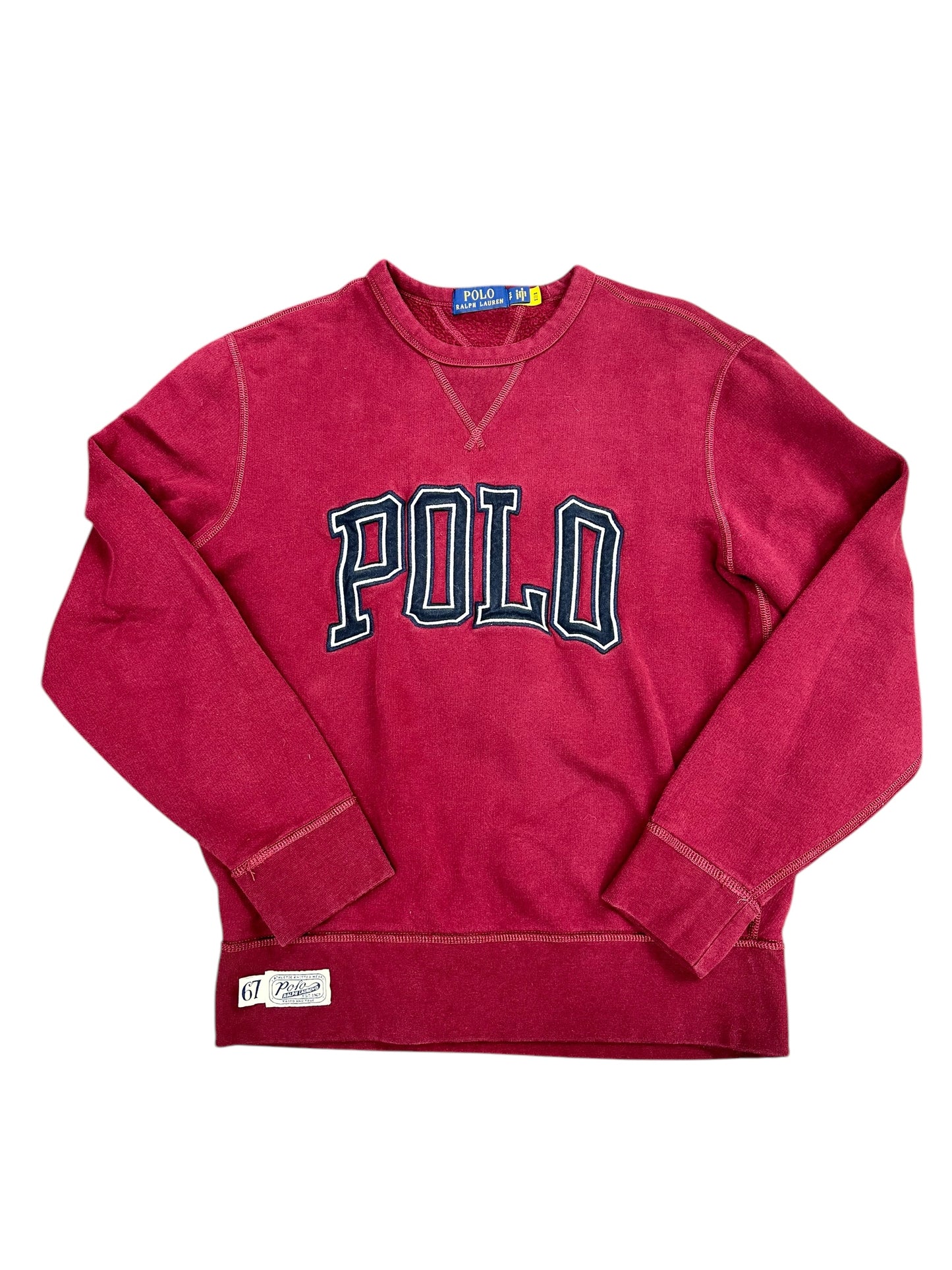 Retro Polo Ralph Lauren Maroon Embroidered Crewneck Size S
