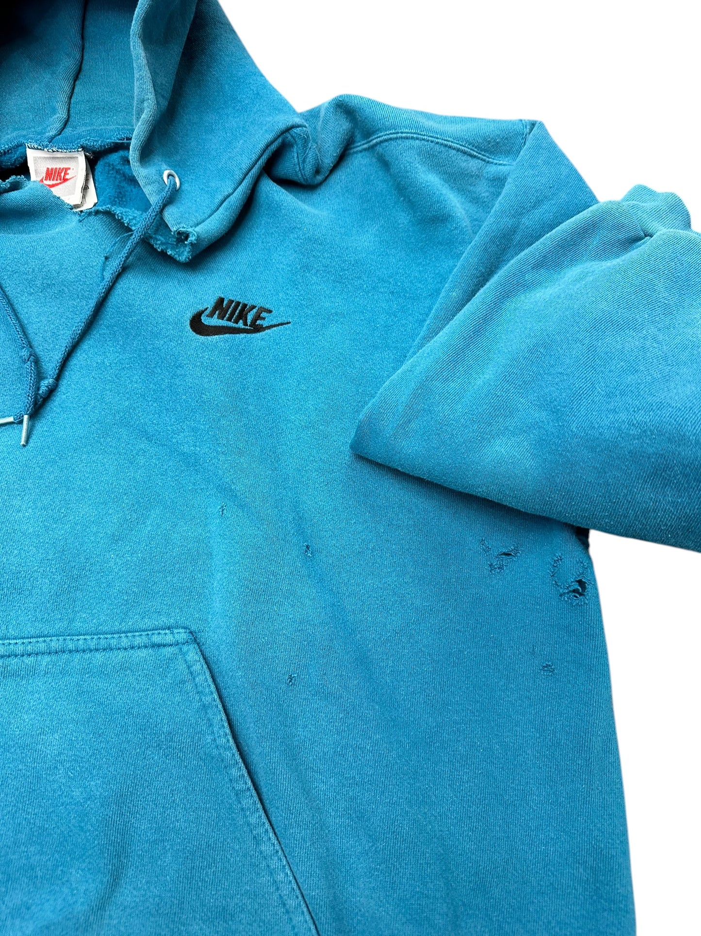 Vintage Nike Dark Teal Distressed Pullover Hoodie Size L