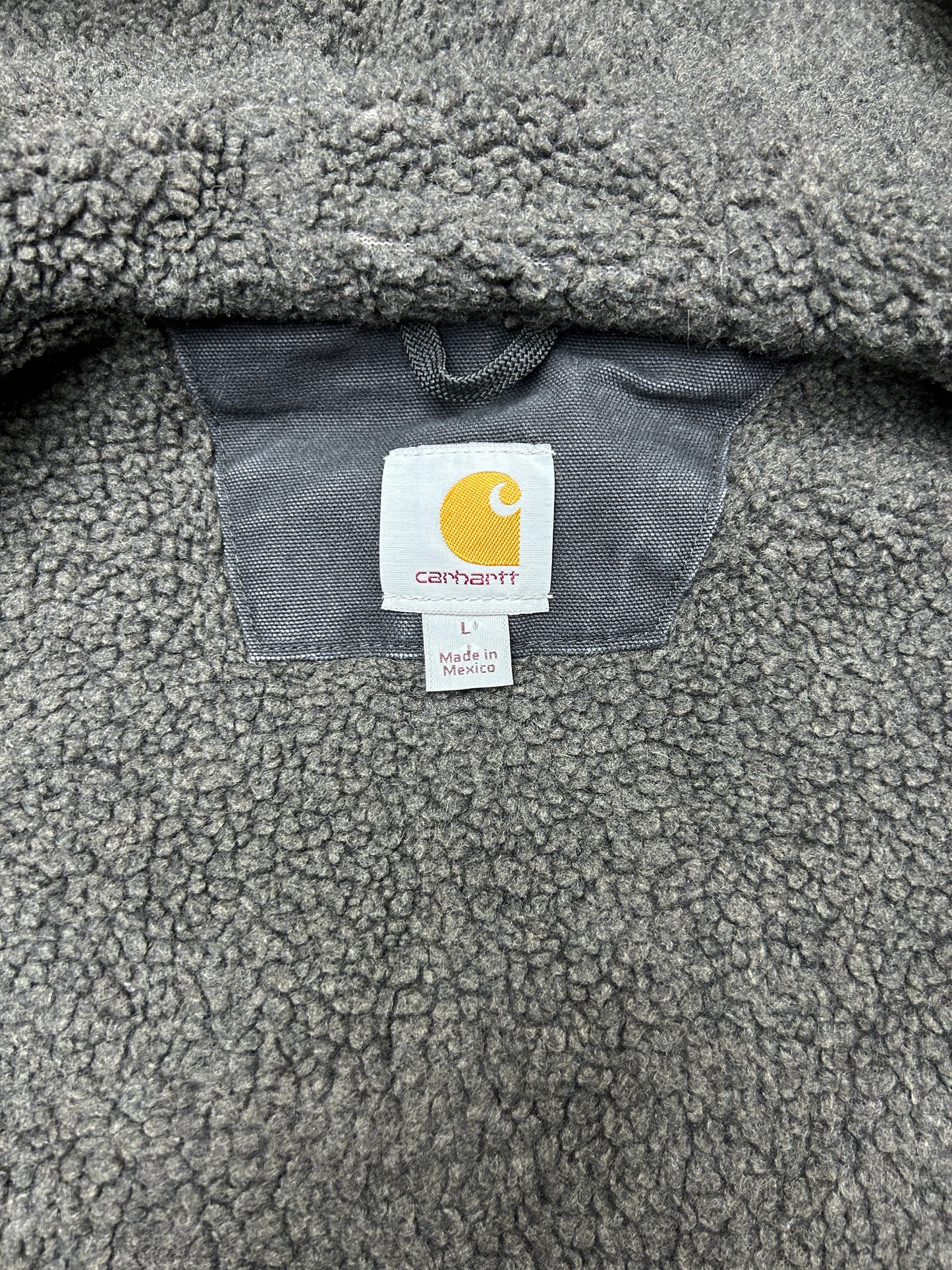 Carhartt Fleece Lined Hooded Charcoal Work Jacket size Large