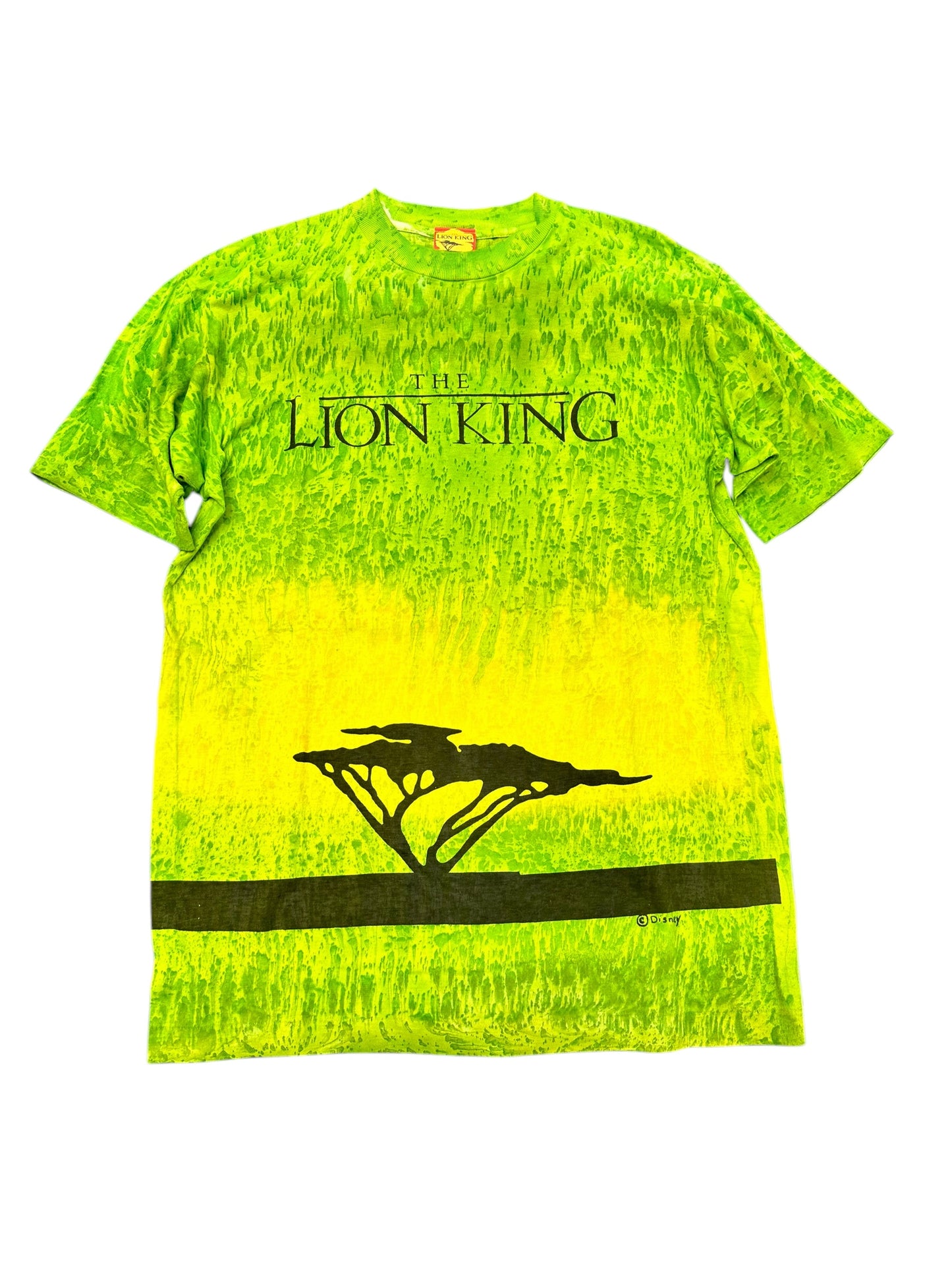 Vintage Lion King Movie Promo Graphic Print Acid Tie Dye Wash Tee Size M