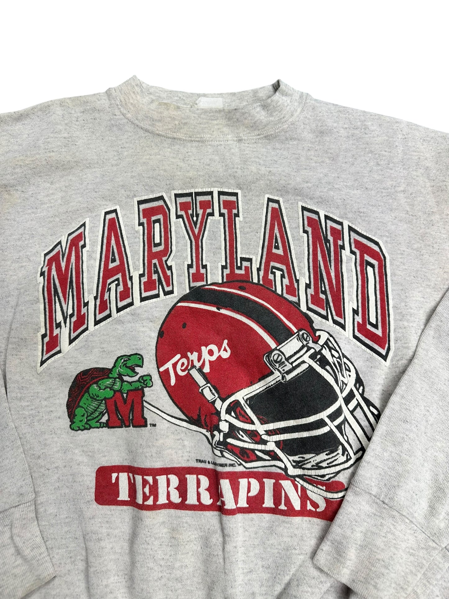 Vintage 90s NCAA Maryland Terrapins Team Name/Logo Graphic Print Pullover Crewneck Sweatshirt Size L