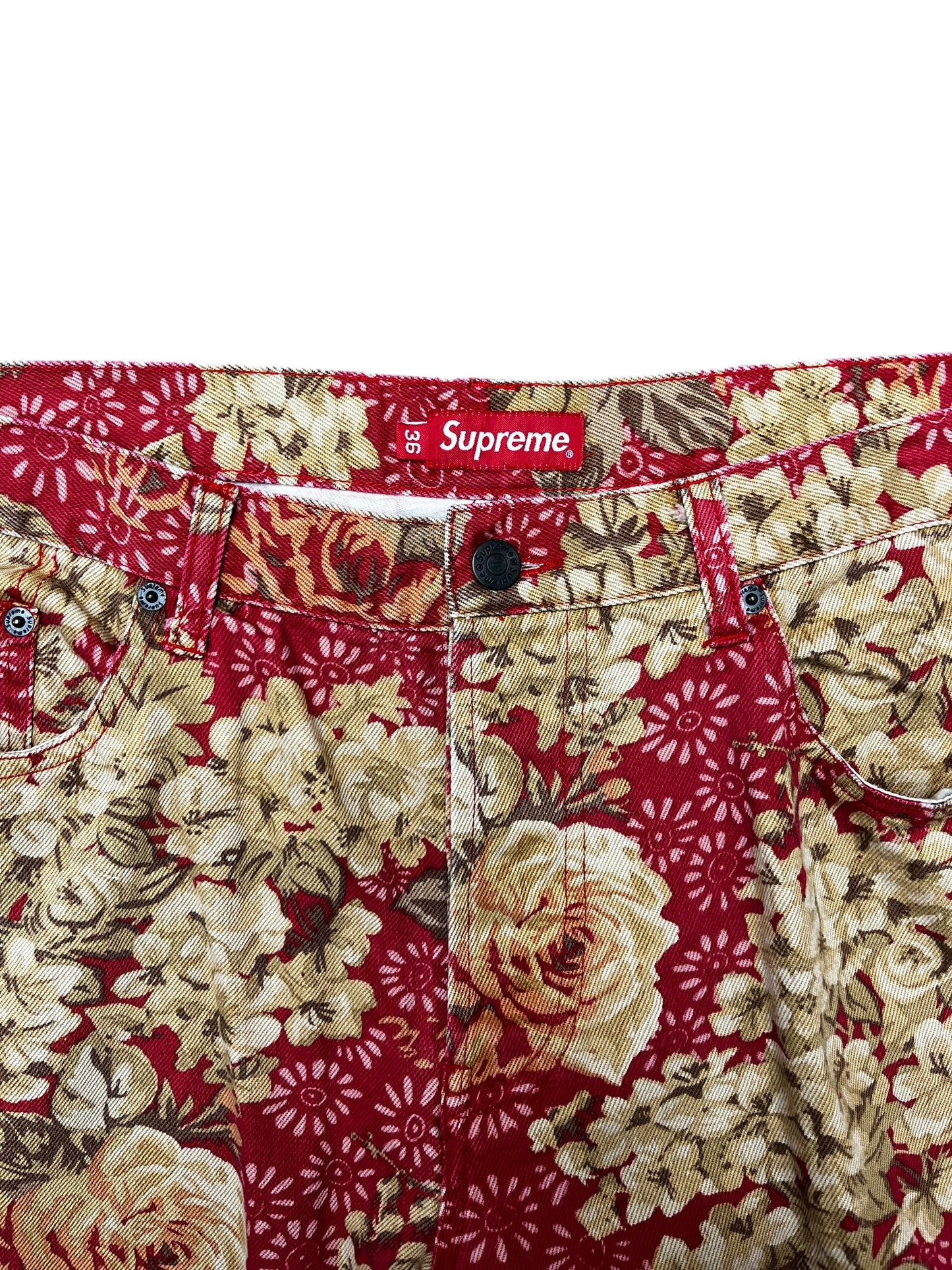 Supreme SS18 Red Floral Print Pants 36x32