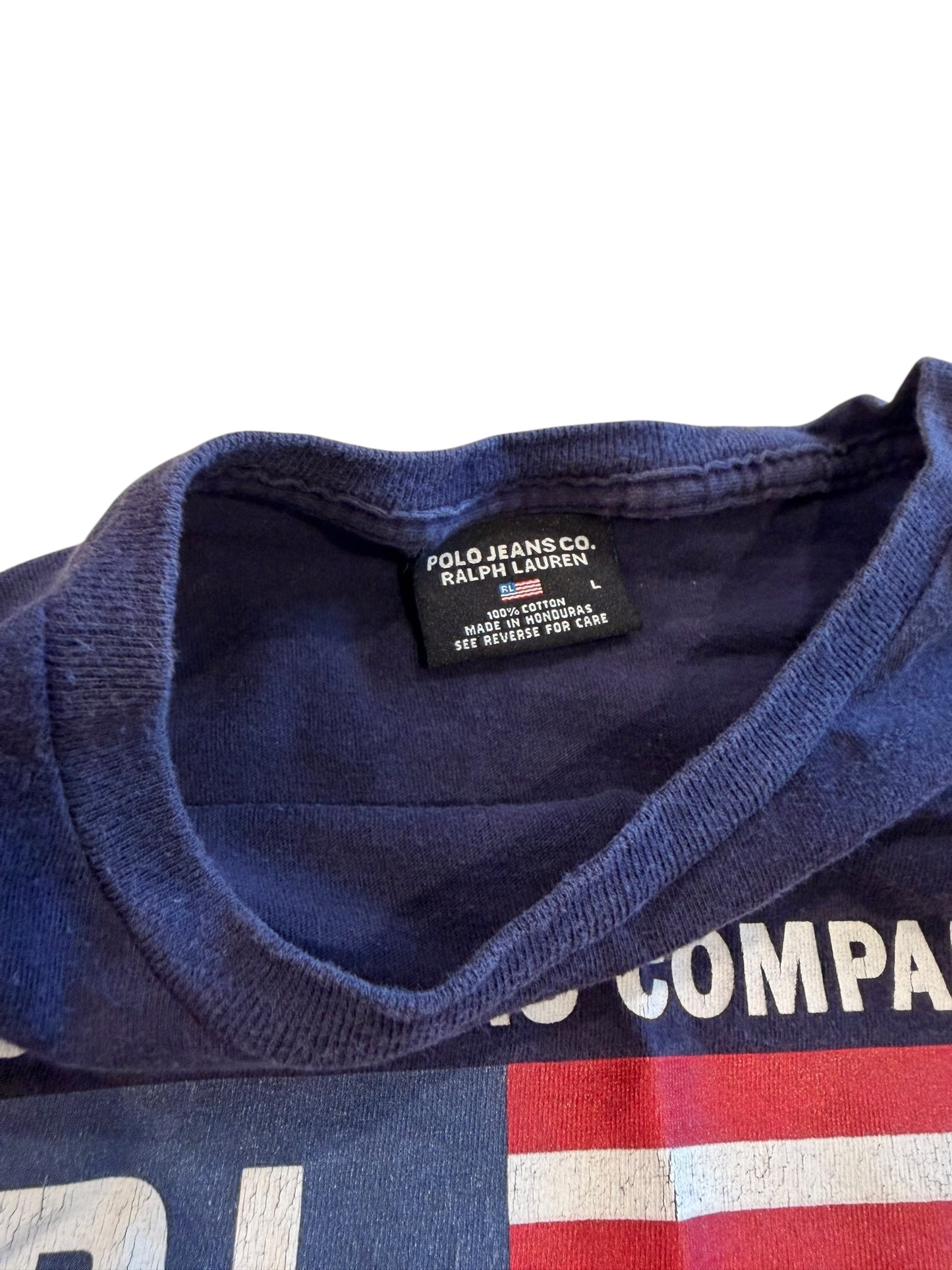 Vintage Polo Jeans Navy Tee Size Large