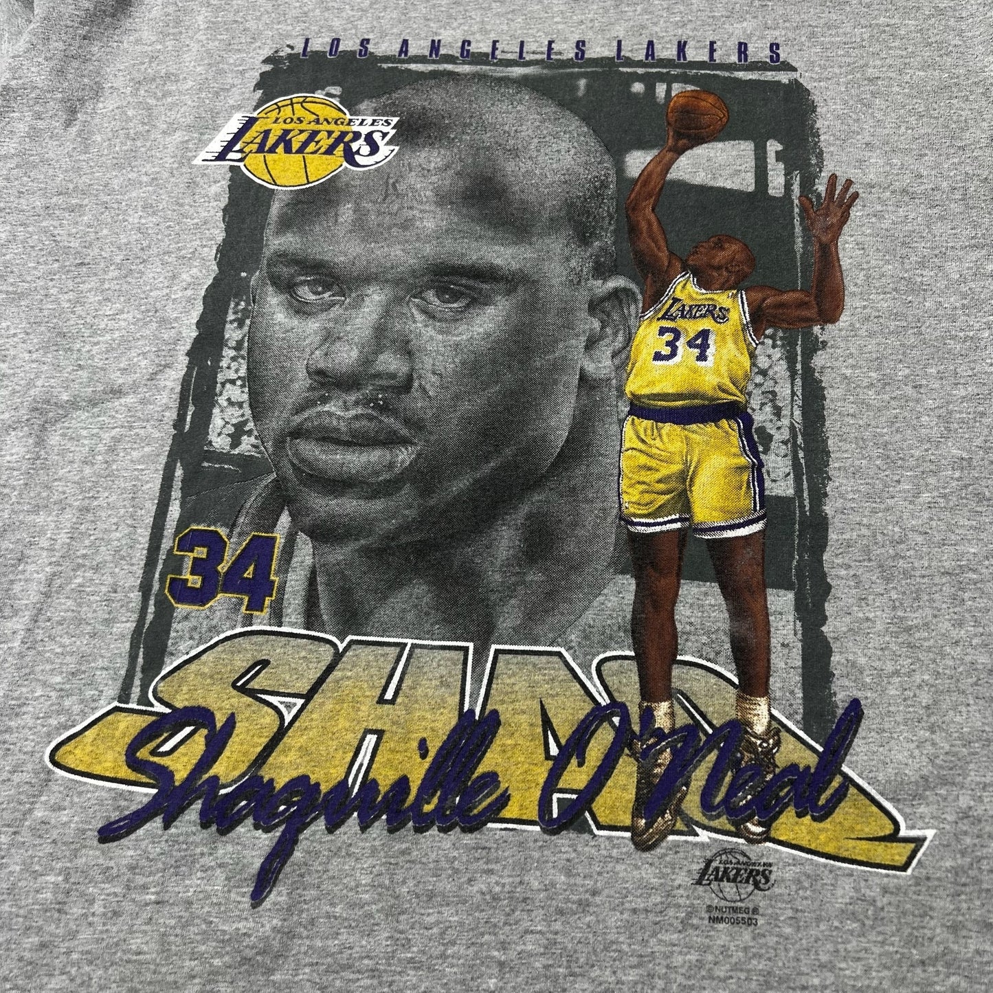 Vintage 90s Nutmeg LA Lakers Shaq name and player graphic tee XL