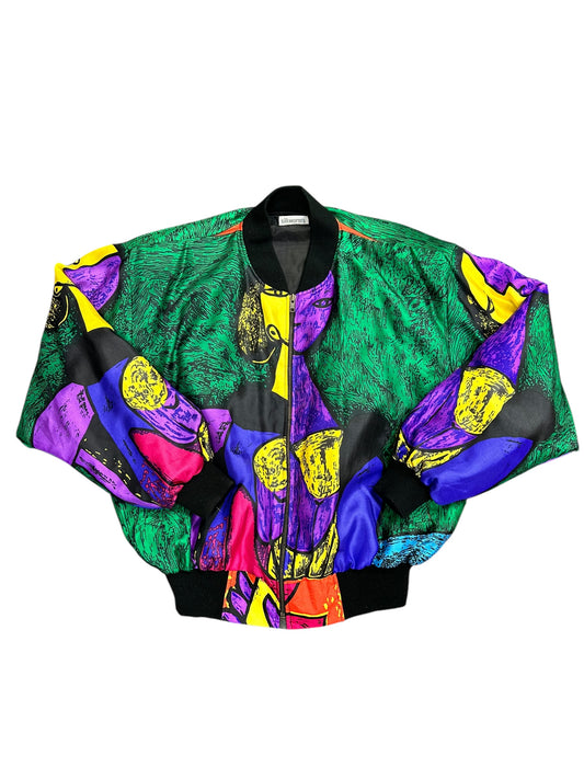 Vintage 90s Pablo Picasso Nylon Multi Color Jacket Size M