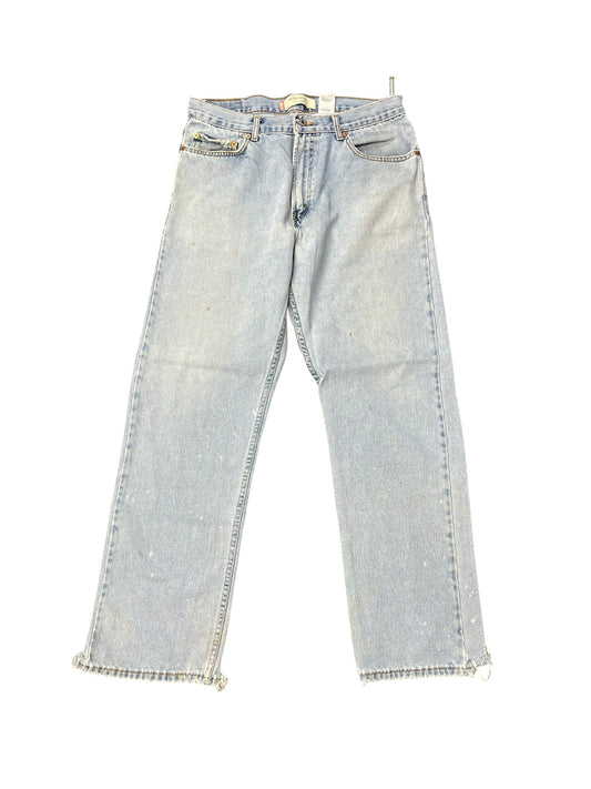 Contemporary Thrashed Levi's 505 Whitewash Denim Jeans 36x32
