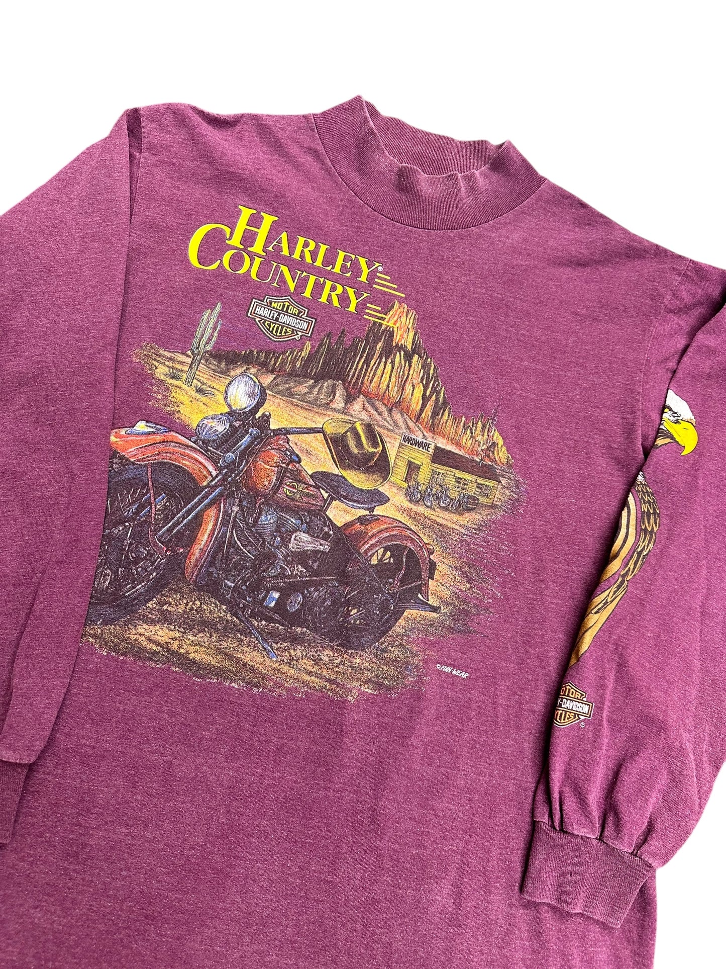 Vintage Harley Davidson Harley Country Mock Neck Long Sleeve Tee Size L