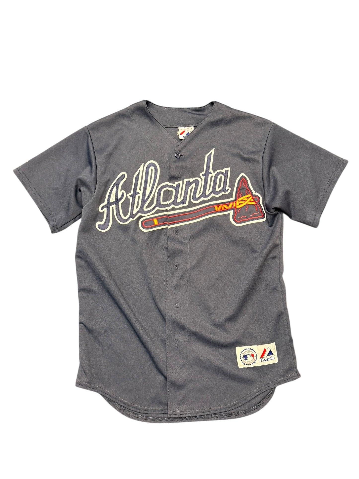 Vintage Atlanta Braves Majestic Genuine Merchandise Navy Batting Jersey size Large