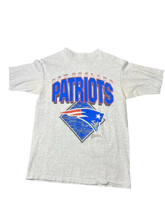 Vintage New England Patriots Zubaz Grey Graphic Tee Size M