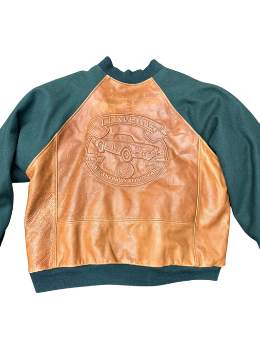 Vintage Chevy Leather Letterman Jacket Sz XXL
