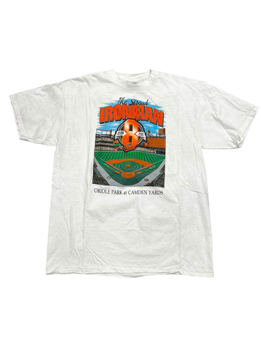 Vintage 1996 MLB Baltimore Orioles 'Ironman' Oriole Park Graphic Print Tee Size XL