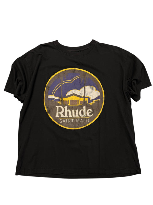 Rhude Saint Malo Black Tee Size Medium
