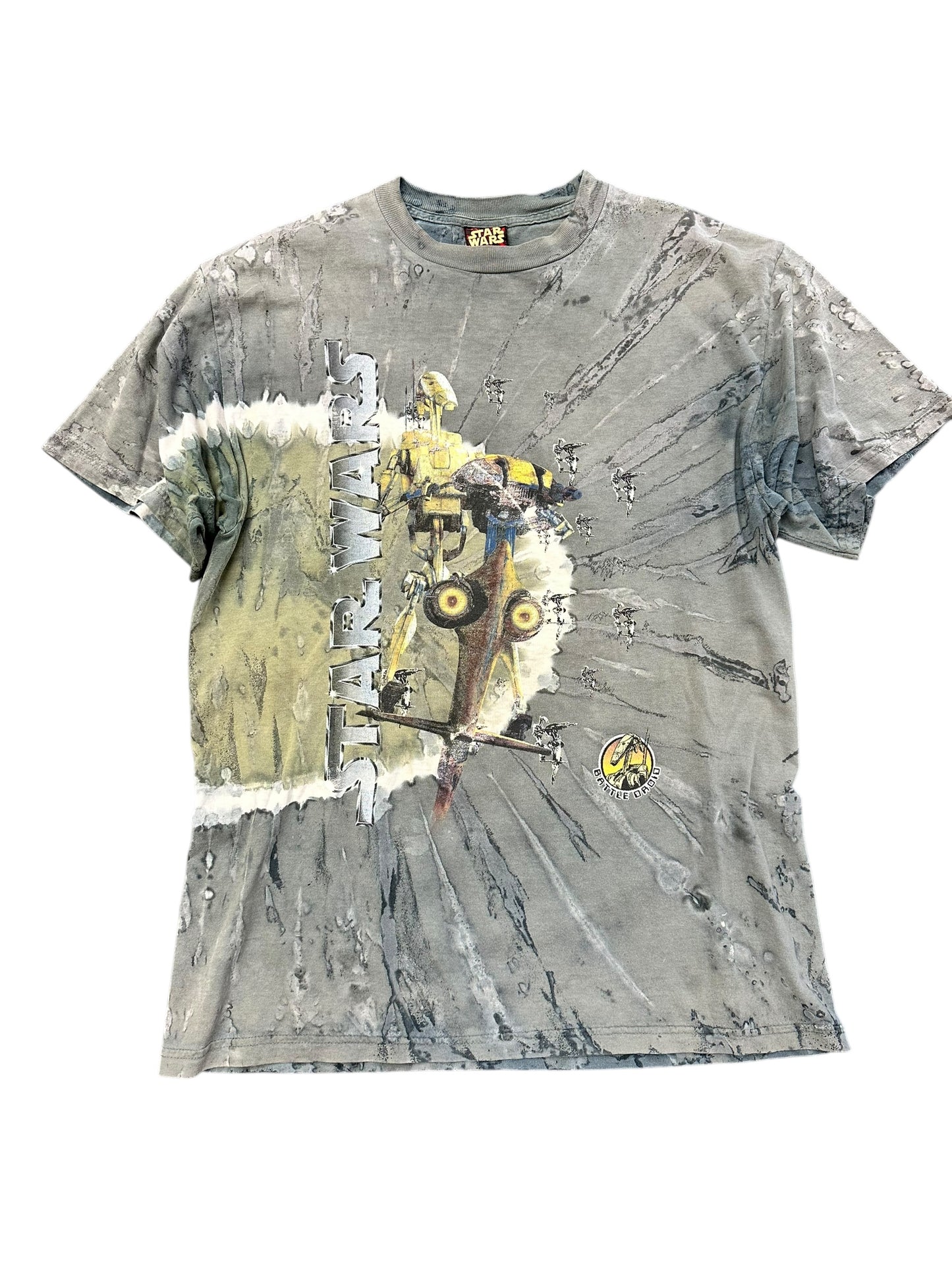 Vintage Star Wars Episode 1 Battle Droid Tie Dye Graphic Print Tee Size Large
