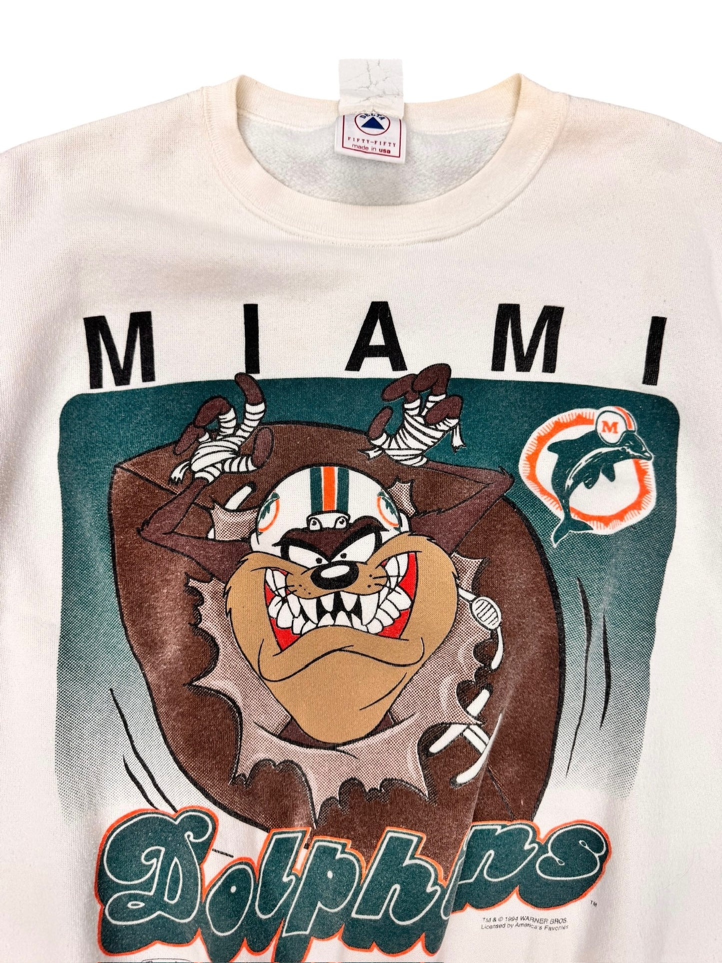 Vintage 90s Miami Dolphins Tasmanian Devil Crewneck Size L