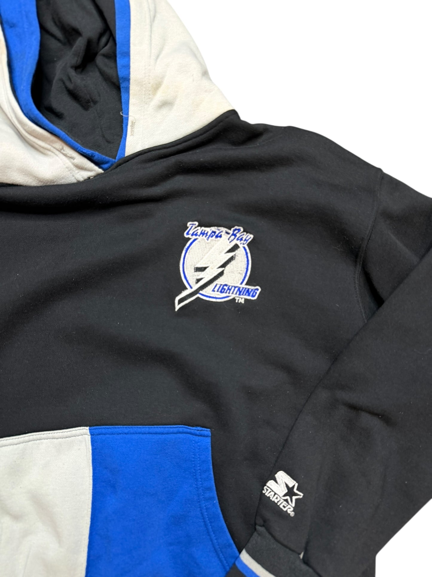 Vintage Tampa Bay Lightning Two Tone Starter Hoodie Size Large