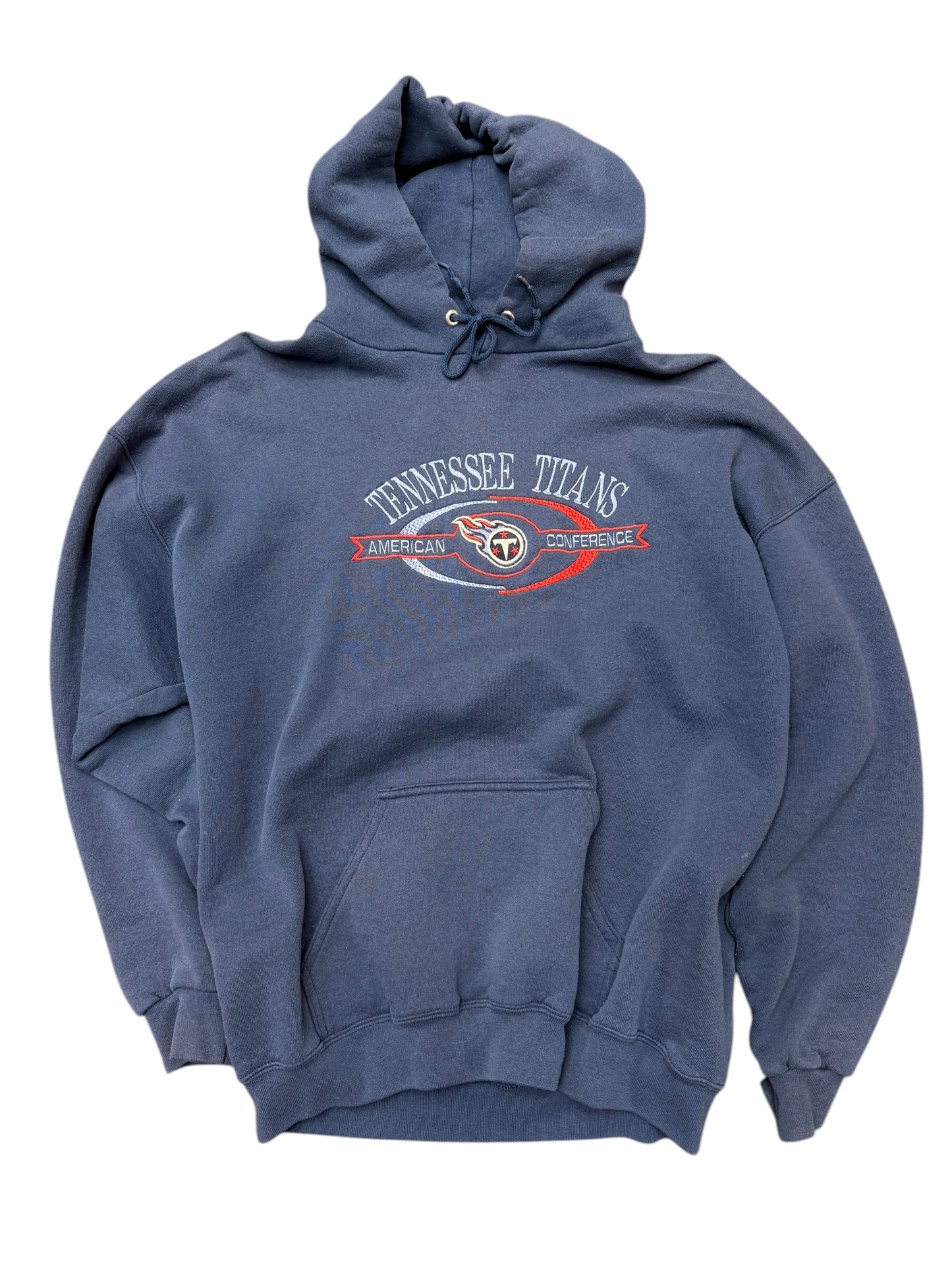Vintage Logo Athletic Tennessee Titans Embroidered Pullover Hoodie Size XL