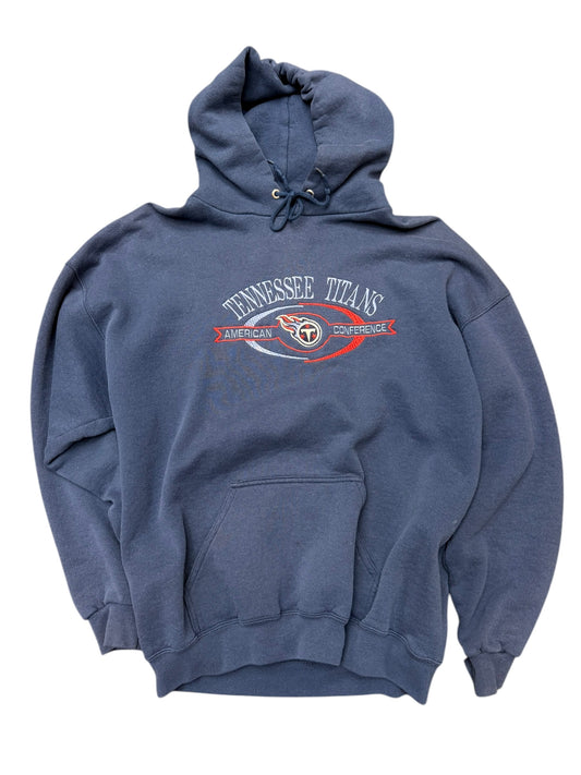 Vintage Logo Athletic Tennessee Titans Embroidered Pullover Hoodie Size XL