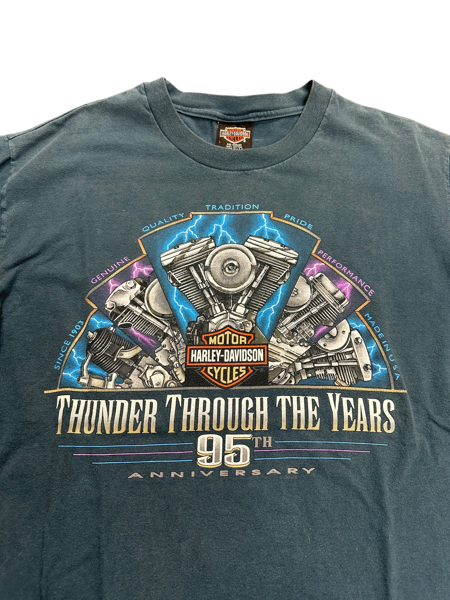 Vintage Harley Davidson Lightning Through The Years Tee Size L