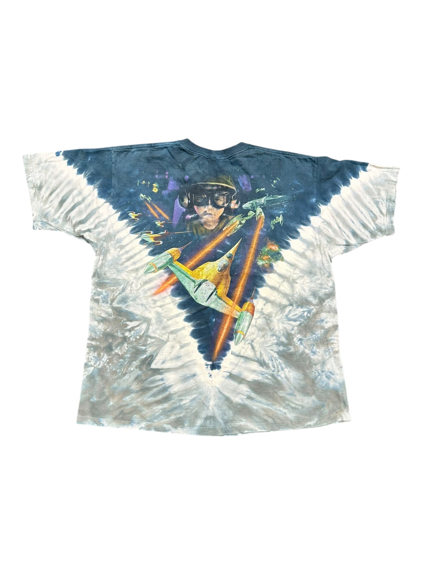 Vintage 90s Star Wars Phantom Menace Liquid Blue AOP Tee Size L