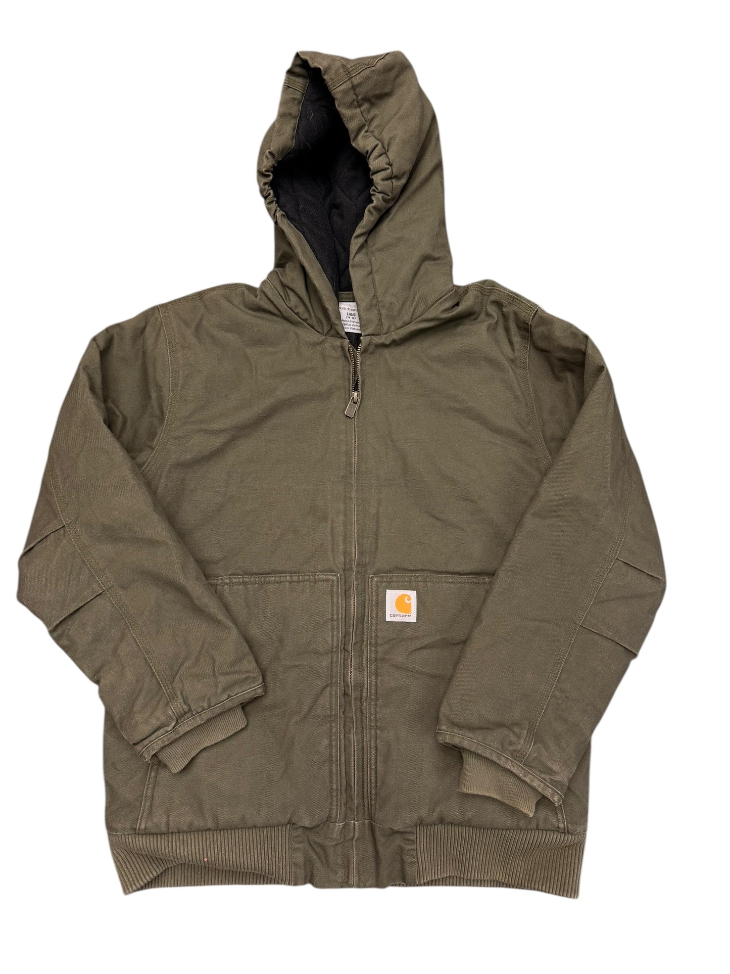 Carhartt Olive Green Hooded Insulated Work Jacket Size Small