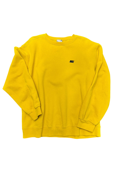 Y2K Nike 'NIKE' Embroidered Bright Yellow Pullover Crewneck Sweatshirt Size L
