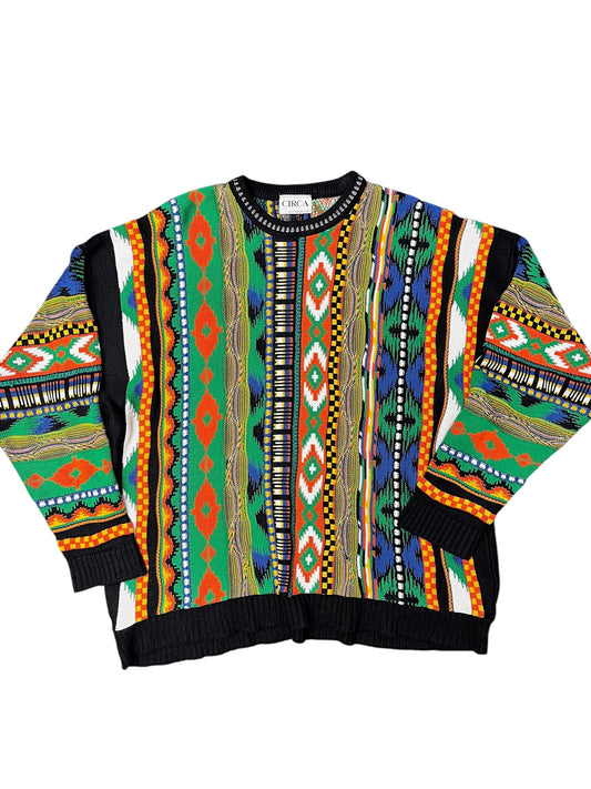 Vintage Coogi Inspired Knit Sweater Multi Color Size L