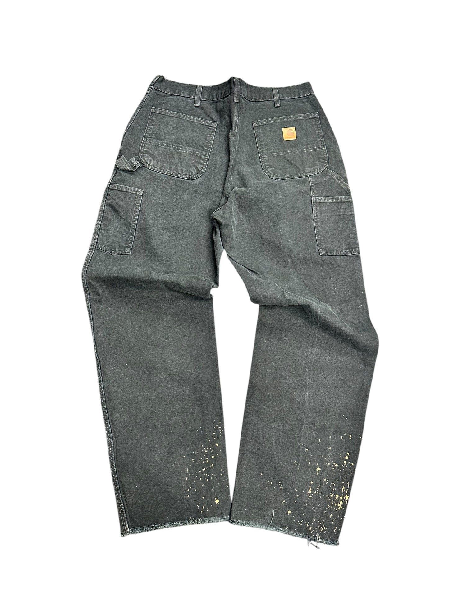Carhartt Black Canvas Distress Bleach Baggy Pants Size 36 x 34