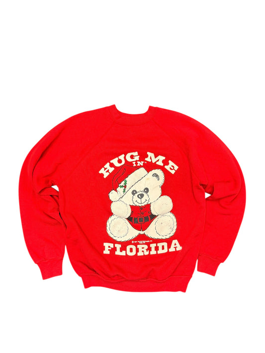 1987 Vintage Christmas Teddy "Hug Me In Florida" Crewneck Size Large