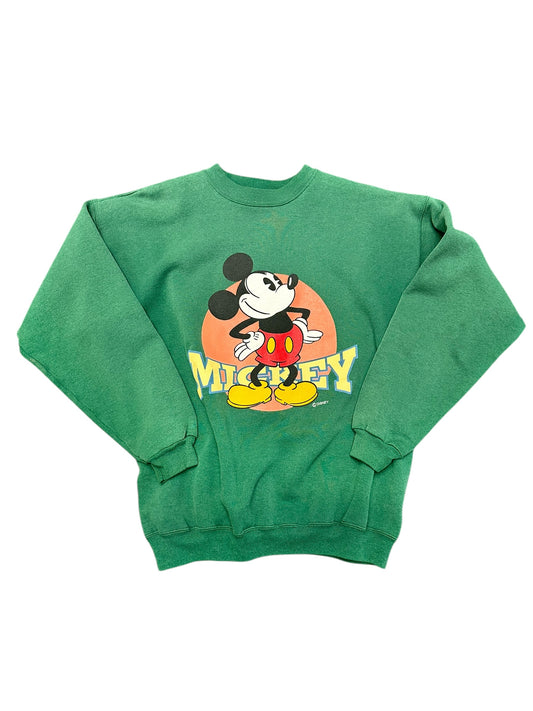 Vintage Disney Mickey Hands on Hip 'MICKEY' Forest Green Crewneck Size L