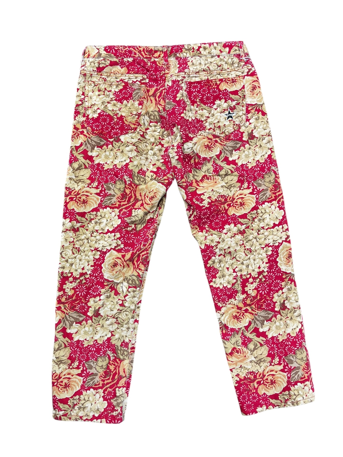 Supreme SS18 Red Floral Print Pants 36x32