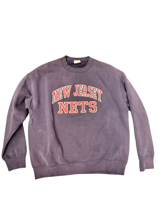 Vintage New Jersey Nets Faded Basketball Crewneck Size XL